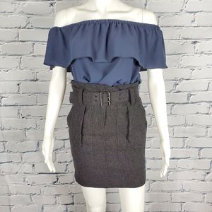 Burberry Brit Gray Wool High Waist Mini Skirt